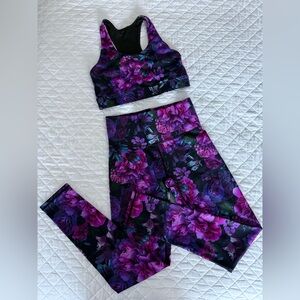 Terez DuoKnit Activewear Set - Leggings and Sports Bra in FLORAL NOIR